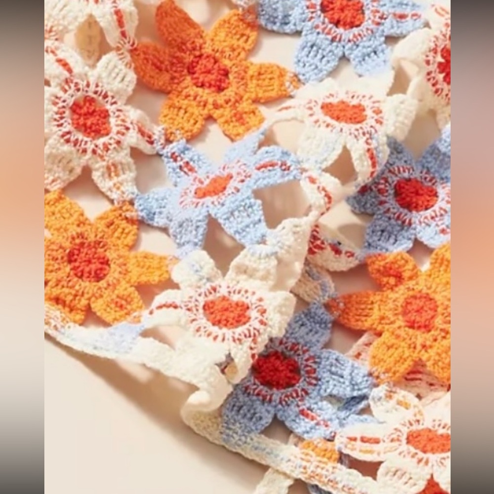 Anthropology, Floral Crochet Hair Scarf. - Picture 2 of 3